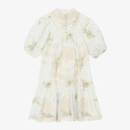 Petite Amalie-Girls Ivory Lace & Floral Dress | Childrensalon Outlet