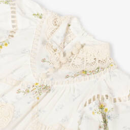 Petite Amalie-Girls Ivory Lace & Floral Dress | Childrensalon Outlet