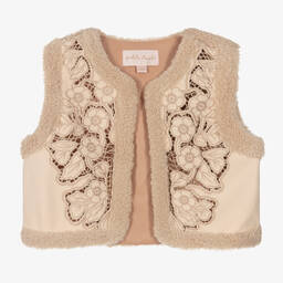 Petite Amalie-Girls Pink Embroidered Floral Gilet | Childrensalon Outlet