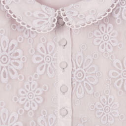 Petite Amalie-Girls Purple Embroidered Organza Blouse | Childrensalon Outlet