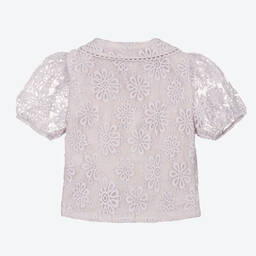 Petite Amalie-Girls Purple Embroidered Organza Blouse | Childrensalon Outlet