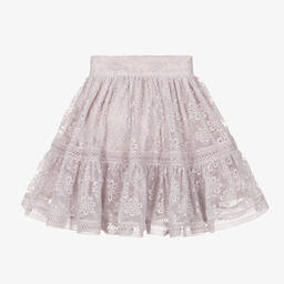 Petite Amalie-Girls Purple Embroidered Organza Skirt | Childrensalon Outlet