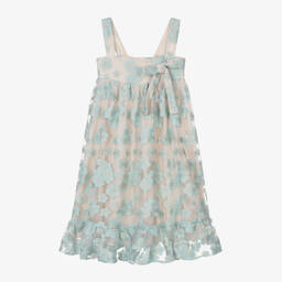 Petite Amalie-Girls Turquoise Blue Embroidered Tulle Dress  | Childrensalon Outlet