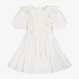 Petite Amalie-Girls White Broderie Anglaise Dress | Childrensalon Outlet