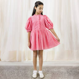Petite Amalie-Teen Girls Pink Broderie Anglaise Dress | Childrensalon Outlet