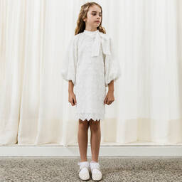 Petite Amalie-Teen Girls White Embroidered Floral Dress | Childrensalon Outlet