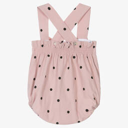 Phi Clothing-بودي سوت أطفال بناتي منقط قطن محبوك لون زهري | Childrensalon Outlet