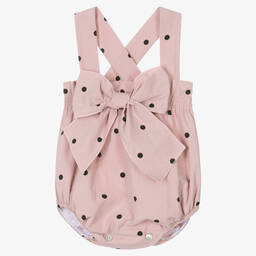 Phi Clothing-بودي سوت أطفال بناتي منقط قطن محبوك لون زهري | Childrensalon Outlet