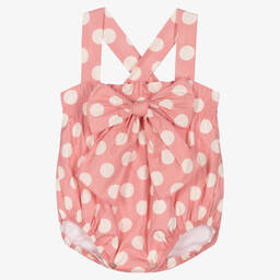 Phi Clothing-Baby Girls Pink Polka Dot Cotton Shortie | Childrensalon Outlet