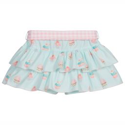 Phi Clothing-Голубая хлопковая юбка-шорты с кексами | Childrensalon Outlet