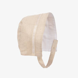 Phi Clothing-Girls Beige Linen & Cotton Bonnet | Childrensalon Outlet