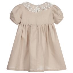 Phi Clothing-Girls Beige Linen Dress | Childrensalon Outlet