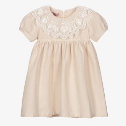 Phi Clothing-Girls Beige Linen Dress | Childrensalon Outlet