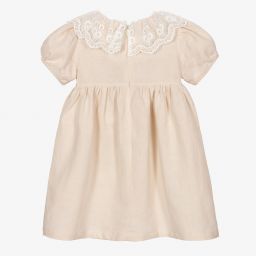 Phi Clothing-Girls Beige Linen Dress | Childrensalon Outlet