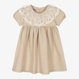 Phi Clothing-Girls Beige Linen Dress | Childrensalon Outlet