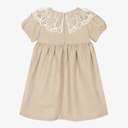 Phi Clothing-Girls Beige Linen Dress | Childrensalon Outlet