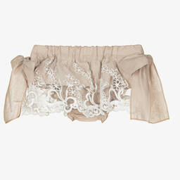 Phi Clothing-سروال بلومرز قطن وكتان لون بيج للبنات | Childrensalon Outlet