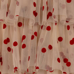 Phi Clothing-Girls Beige Tulle Polka Dot Skirt | Childrensalon Outlet