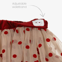 Phi Clothing-Girls Beige Tulle Polka Dot Skirt | Childrensalon Outlet