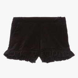 Phi Clothing-Girls Black Cotton Velvet Shorts | Childrensalon Outlet