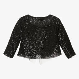 Phi Clothing-Girls Black Sequin Tie Jacket | Childrensalon Outlet