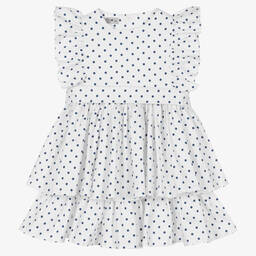 في كلودينغ-فستان قطن منقط لون أبيض وأسود | Childrensalon Outlet