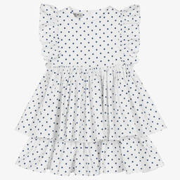 في كلودينغ-فستان قطن منقط لون أبيض وأسود | Childrensalon Outlet