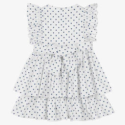 في كلودينغ-فستان قطن منقط لون أبيض وأسود | Childrensalon Outlet