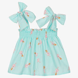 Phi Clothing-Голубой хлопковый топ с балеринами | Childrensalon Outlet