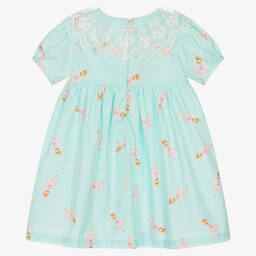 Phi Clothing-Голубое хлопковое платье с балеринами | Childrensalon Outlet