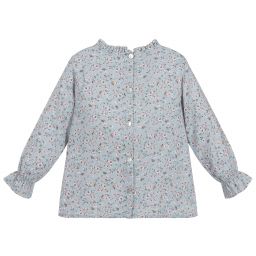 Phi Clothing-Girls Blue Cotton Blouse | Childrensalon Outlet