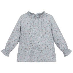 Phi Clothing-Girls Blue Cotton Blouse | Childrensalon Outlet