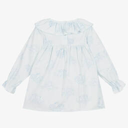 Phi Clothing-Голубая хлопковая блузка с рюшами и ангелами | Childrensalon Outlet