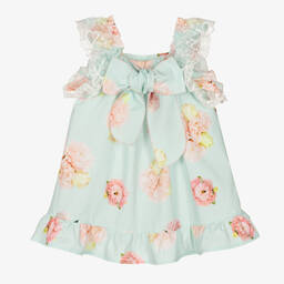 Phi Clothing-Голубое хлопковое платье с цветами | Childrensalon Outlet