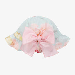 في كلودينغ-قبعة للشمس قطن لون أزرق بطبعة ورود للبنات | Childrensalon Outlet