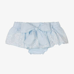 Phi Clothing-Girls Blue Cotton & Lace Bloomer Shorts | Childrensalon Outlet