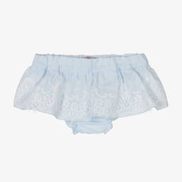 Phi Clothing-Girls Blue Cotton & Lace Bloomer Shorts | Childrensalon Outlet