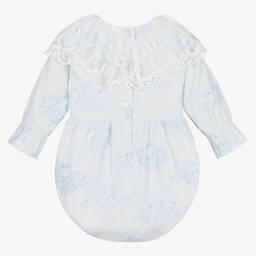 Phi Clothing-Girls Blue Cotton & Lace Ruffle Shortie | Childrensalon Outlet