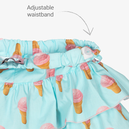 Phi Clothing-Голубая хлопковая юбка-шорты для девочек | Childrensalon Outlet