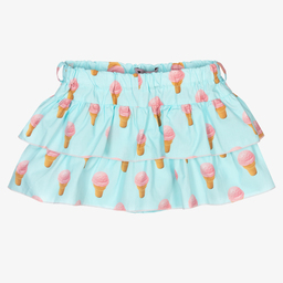 Phi Clothing-Голубая хлопковая юбка-шорты для девочек | Childrensalon Outlet