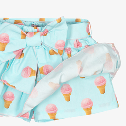 Phi Clothing-Голубая хлопковая юбка-шорты для девочек | Childrensalon Outlet