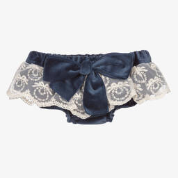 Phi Clothing-Girls Blue Cotton Velvet Bloomer Shorts | Childrensalon Outlet