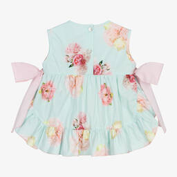 Phi Clothing-Girls Blue Floral Cotton Blouse | Childrensalon Outlet