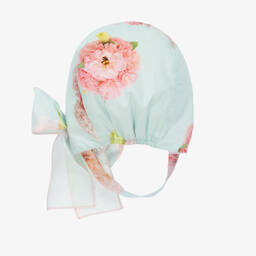 Phi Clothing-Girls Blue Floral Cotton Bonnet | Childrensalon Outlet