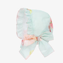 Phi Clothing-Girls Blue Floral Cotton Bonnet | Childrensalon Outlet