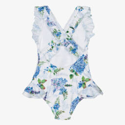 Phi Clothing-مايوه قطعة واحدة أزرق مزهر للبنات | Childrensalon Outlet