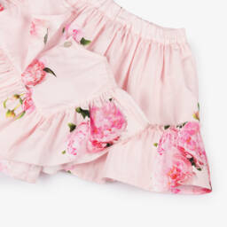 Phi Clothing-طقم قطني بناتي بلون وردي فاتح مزين بالزهور | Childrensalon Outlet