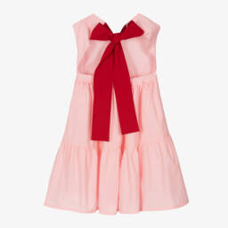 Phi Clothing-فستان قطني وردي متعدد الطبقات للبنات | Childrensalon Outlet