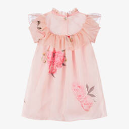 Phi Clothing-Платье из органзы с цветочным узором для девочек в нежно-розовом цвете | Childrensalon Outlet