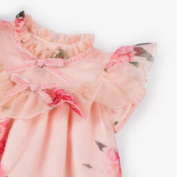 Phi Clothing-Платье из органзы с цветочным узором для девочек в нежно-розовом цвете | Childrensalon Outlet